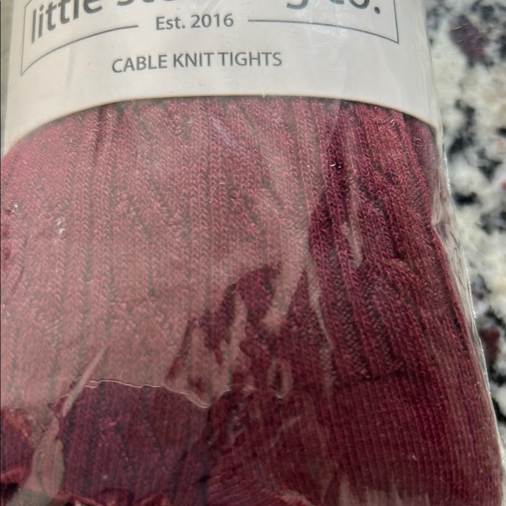 Little Stocking Co. Wine Cable Knit Tights - Picture 5 of 5